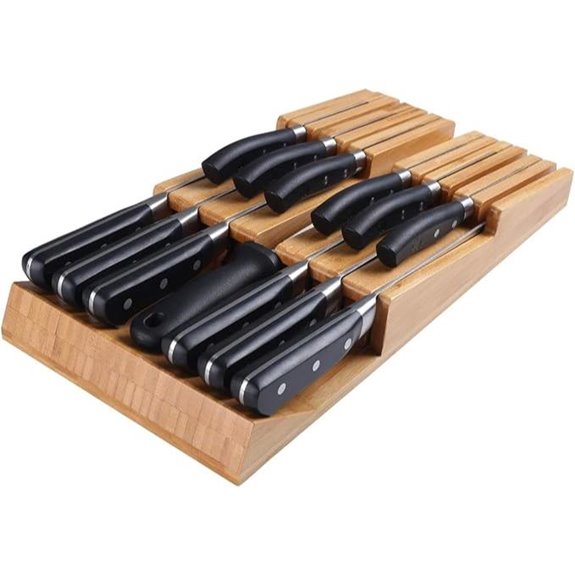 NIUXX Bamboo Knife Block Set for 12 Knives