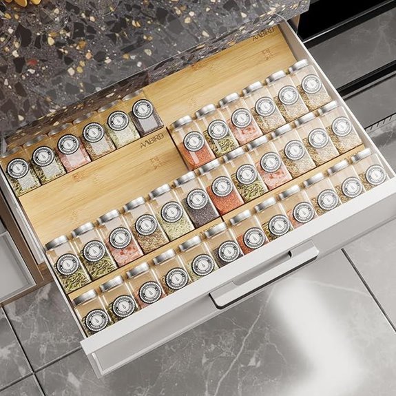 AMBIRD Bamboo Spice Drawer Organizer Set (2)