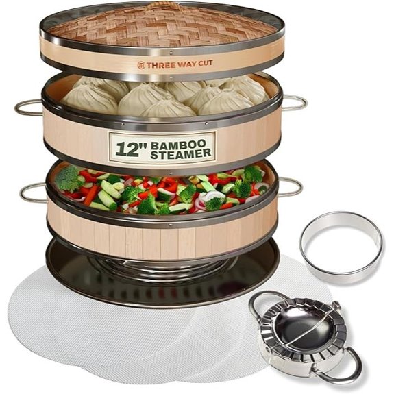 2-Tier Bamboo Steamer with Accessories Kit