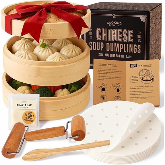 Cooking Gift Set with Bamboo Steamer & Dumpling Kit