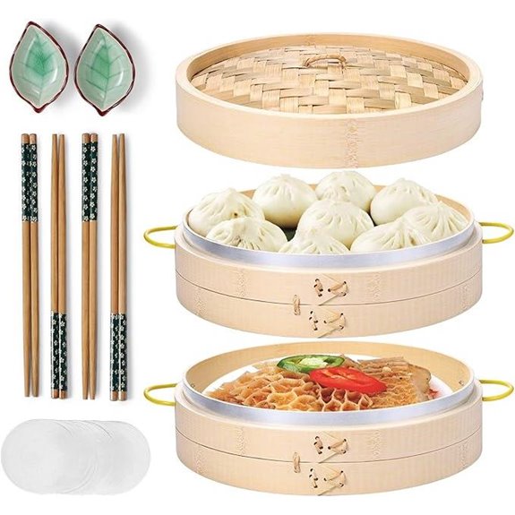 MacaRio Bamboo Steamer Set with Accessories