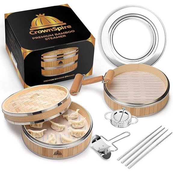 2-Tier Bamboo Steamer with Silicone Liner