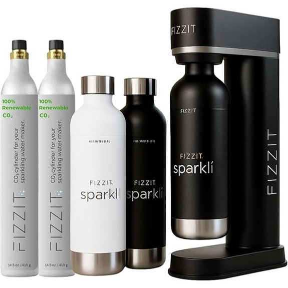 FIZZIT Black Carbonated Water Soda Maker Bundle