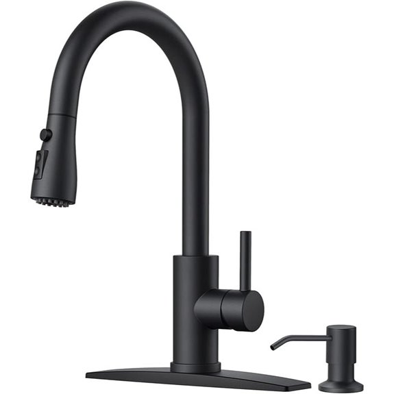 FORIOUS Black Kitchen Faucet with Soap Dispenser