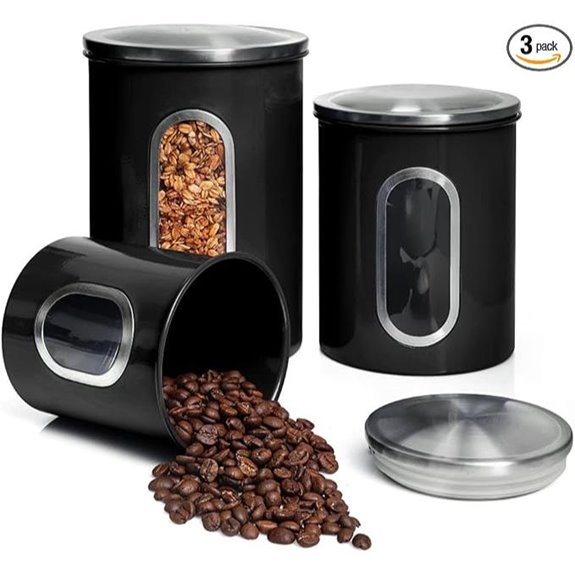 Moss & Stone 3-Piece Black Kitchen Canister Set