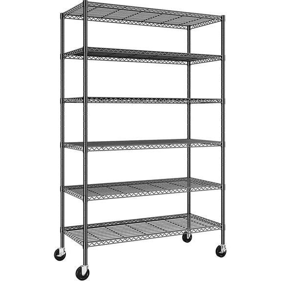 82 Black Metal Wire Shelving with Wheels