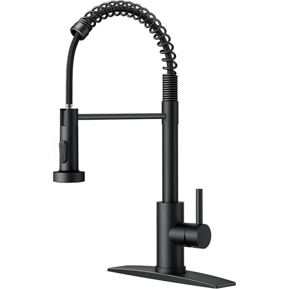 FORIOUS Black Kitchen Faucet with Pull Down Sprayer