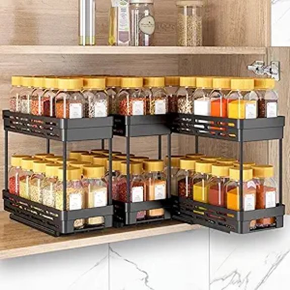 Pull Out Spice Rack Organizer 3-Pack Black
