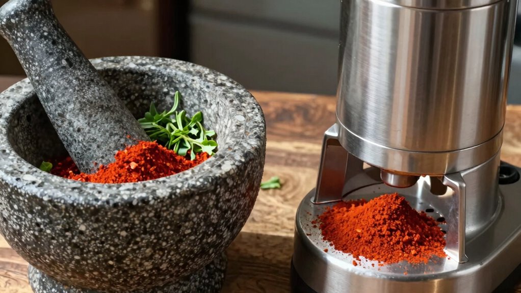 blade or stone grinding