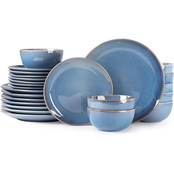 GBHOME 24-Piece Ceramic Dinnerware Set Blue
