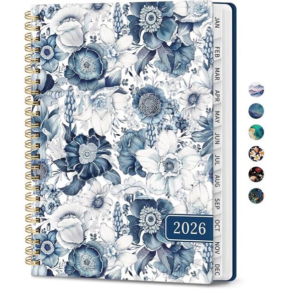 blue floral planner tabs