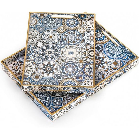 Hiceeden Set of 2 Boho Decorative Serving Trays