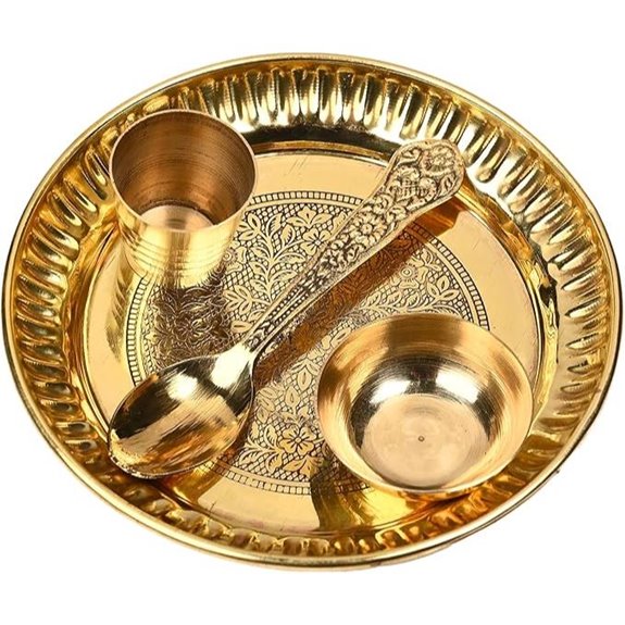 Decorative Brass Thali Set of 4 for Festivals