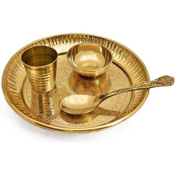 Satvik Brass 4-Piece Bhog Thali Set for Pooja