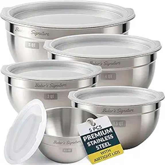 Baker's Signature Stainless Steel Mixing Bowls Set of 5