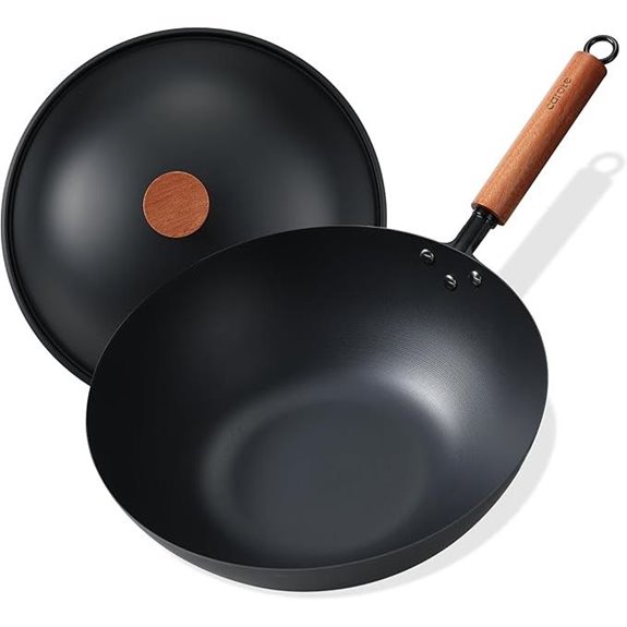 CAROTE 12 Carbon Steel Wok Pan with Lid