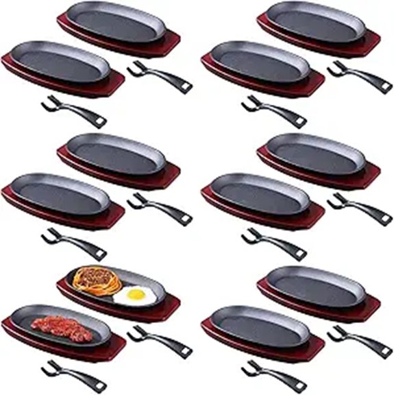 12-Piece Cast Iron Fajita Skillet Set with Wooden Base
