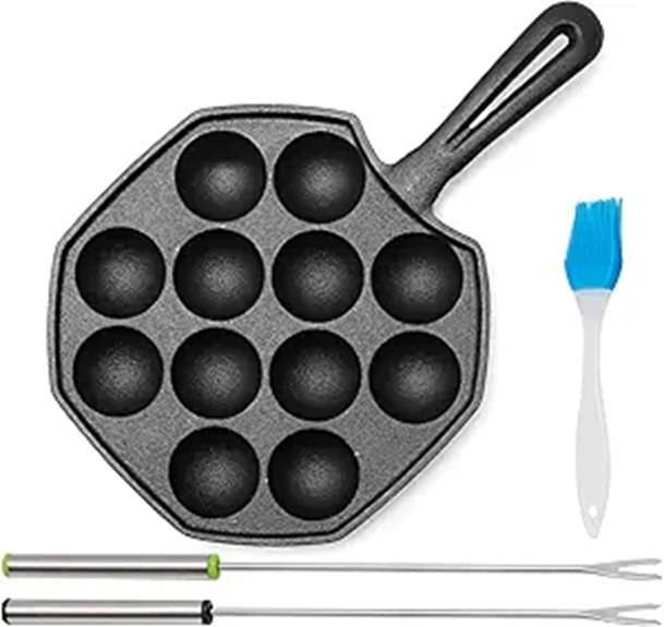 Anxingo Cast Iron Takoyaki Pan (12-Hole)