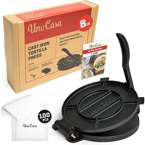 Uno Casa 8-Inch Cast Iron Tortilla & Roti Press