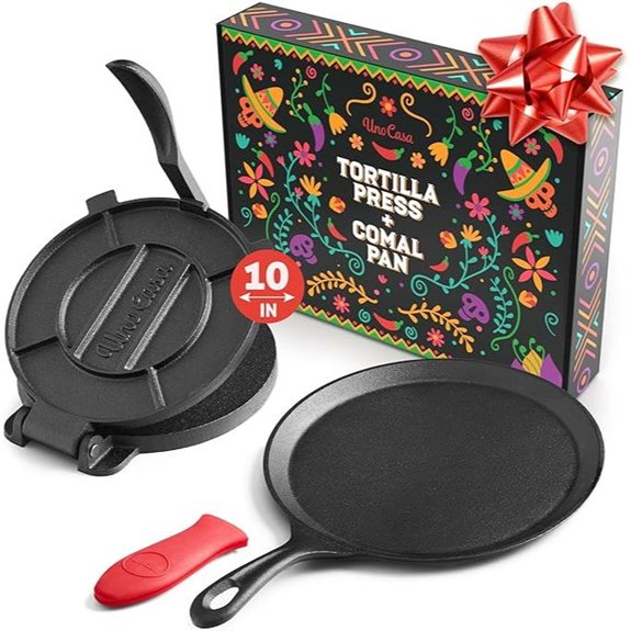 Uno Casa Cast Iron Tortilla Press & Comal Pan Bundle