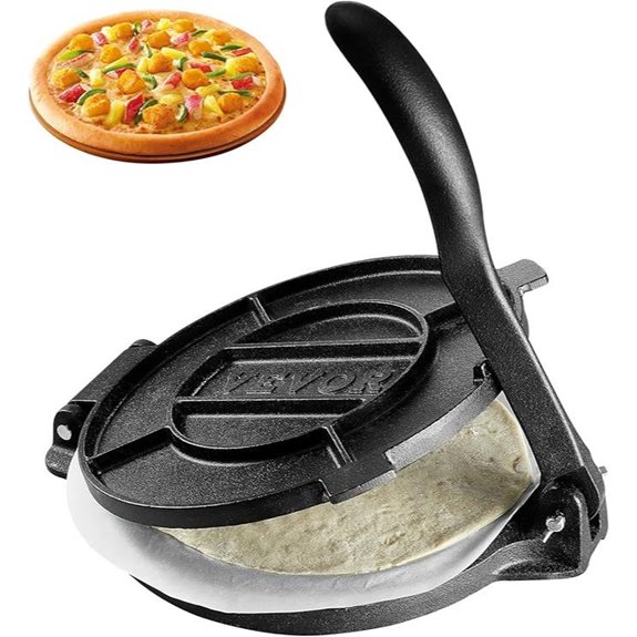 Vevor 10-Inch Cast Iron Tortilla Press with Parchment