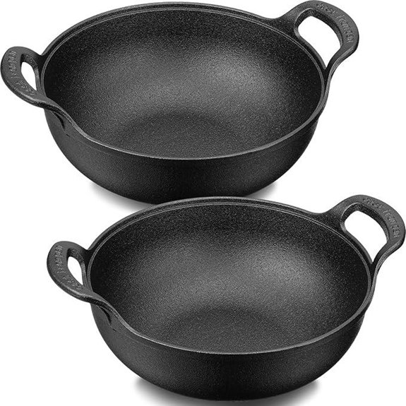 Layhit 2-Piece 10-Inch Cast Iron Wok Set