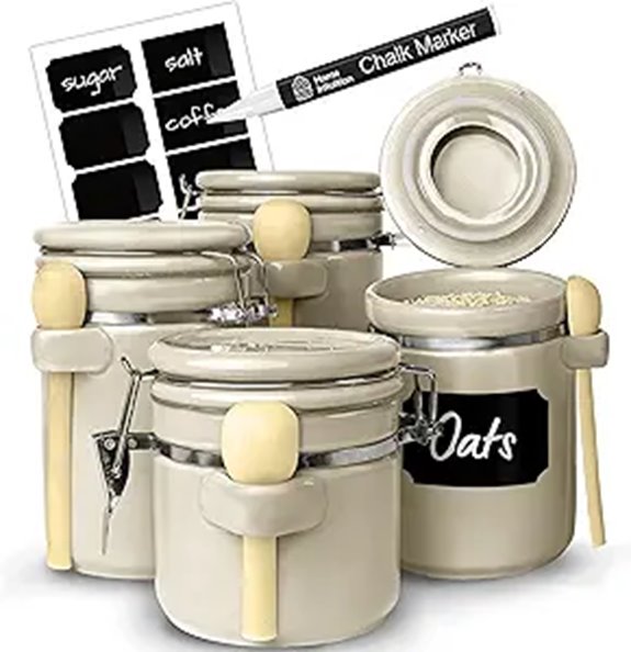 Home Intuition 4-Piece Ceramic Kitchen Canisters Set