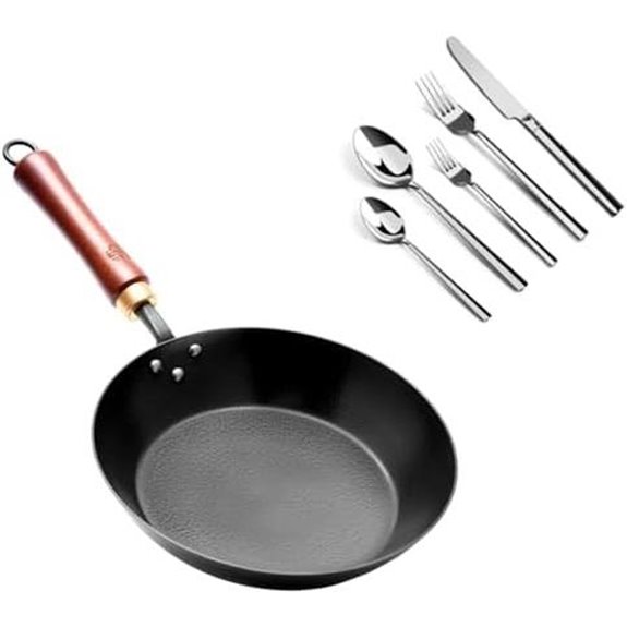 WANGYUANJI Coating-Free Carbon Steel Pan & Flatware Set