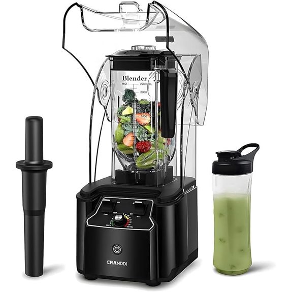 CRANDDI Commercial Blender with Soundproof Shield