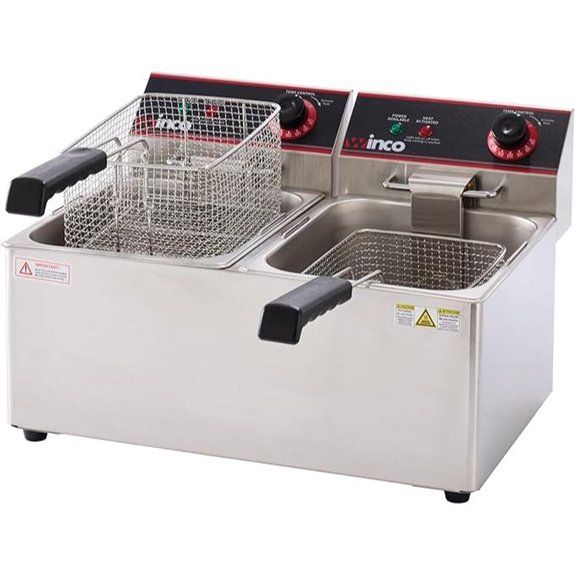 Winco Commercial-Grade Electric Countertop Deep Fryer Dual Well,Silver