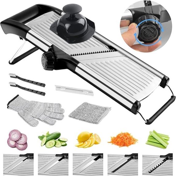 Commercial Mandoline Slicer with Blades and Safety Gloves