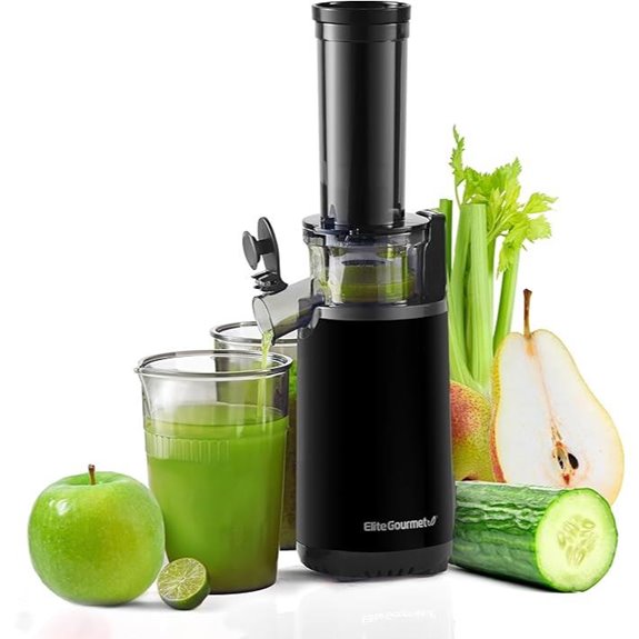 Elite Gourmet Compact Slow Juicer with 16 oz Juice Cup