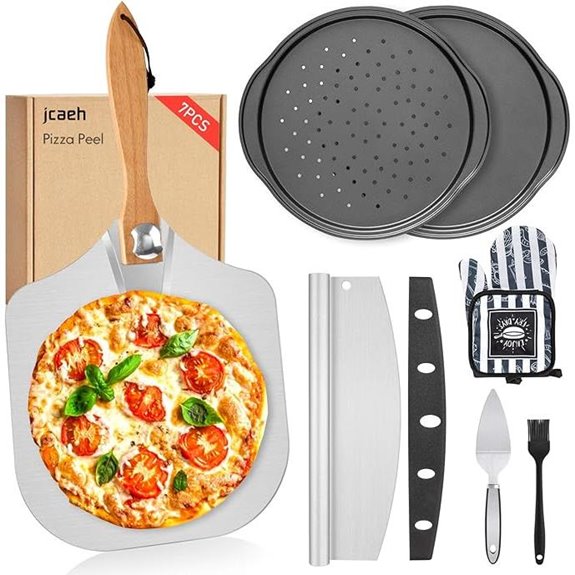 7-Piece Pizza Baking Set with Paddles Cutter and Tools