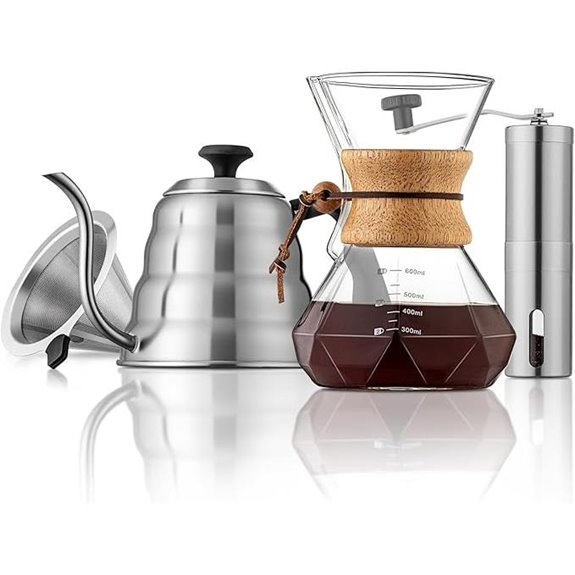 Pour Over Coffee Maker Set with Kettle and Grinder