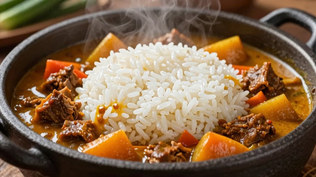 cook rice and curry together