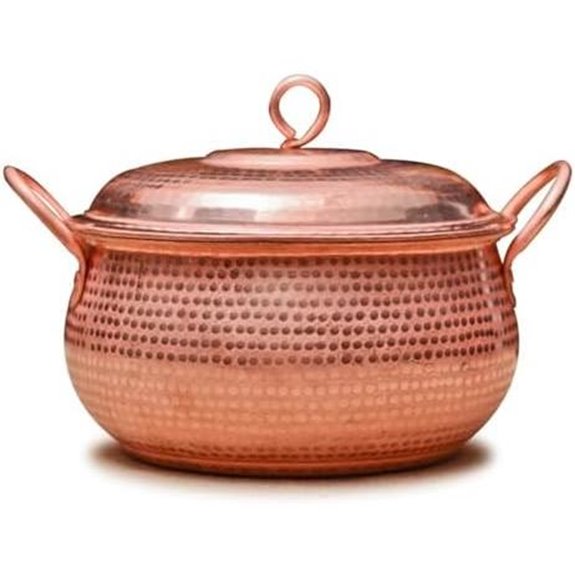 Hammered Copper Soup Pot Set with Handles and Lids