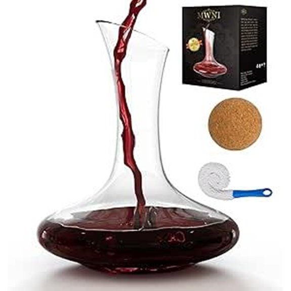 Crystal Glass Wine Decanter Set with Stopper and Brush