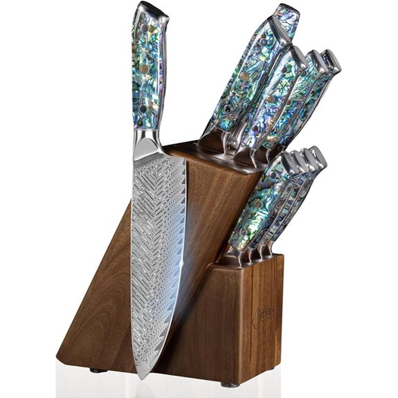 SENKEN Damascus Knife Set with Abalone Handles