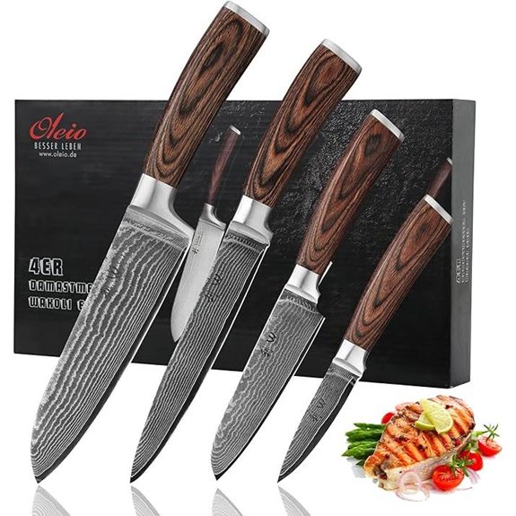Wakoli Damascus Knife Set with VG10 Steel and Pakkawood