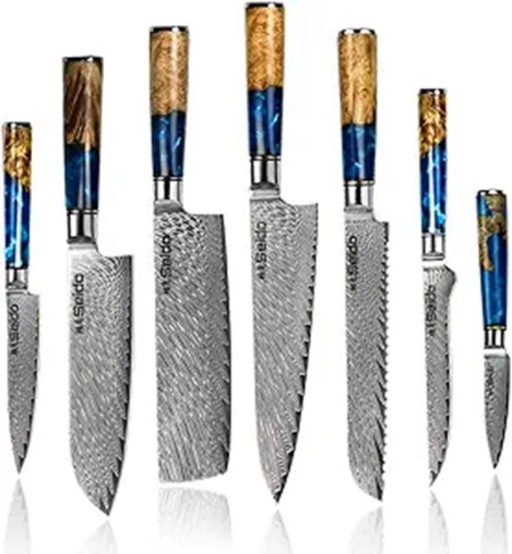 Seido 7-Piece Damascus Steel Knife Set with VG-10