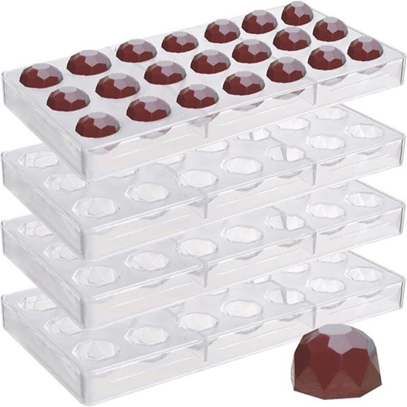 Yopay 84-Grid Diamond-Shaped Chocolate Mold (4 Pack)