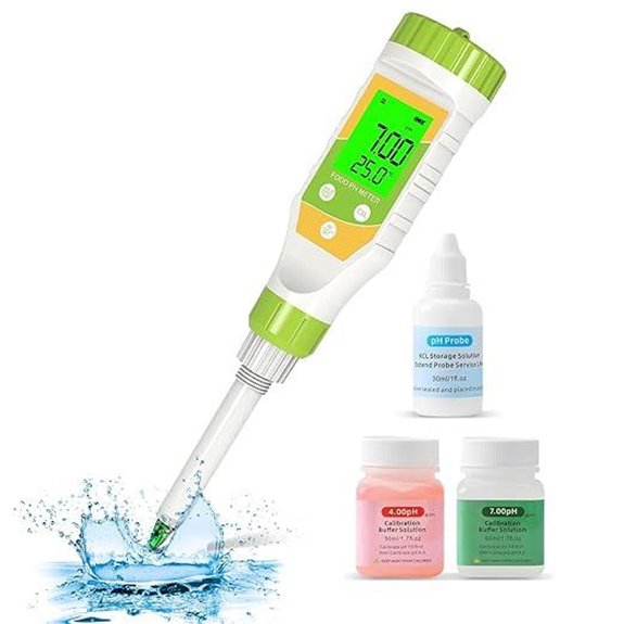Digital pH Meter with Spear Probe and Calibration Solutions