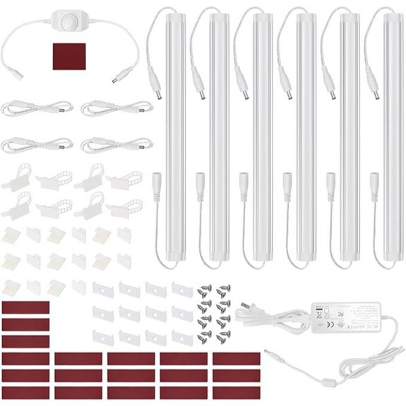 Litever Under Cabinet LED Light Kit 6 Bars Dimmable