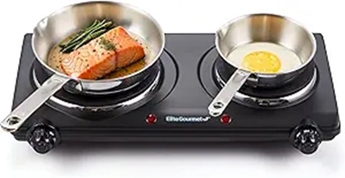 Elite Gourmet Double Cast Iron Electric Hot Plate