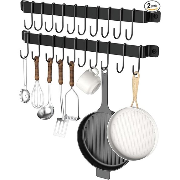 Wall-Mounted Kitchen Hanger with 10 Hooks 2 Pcs