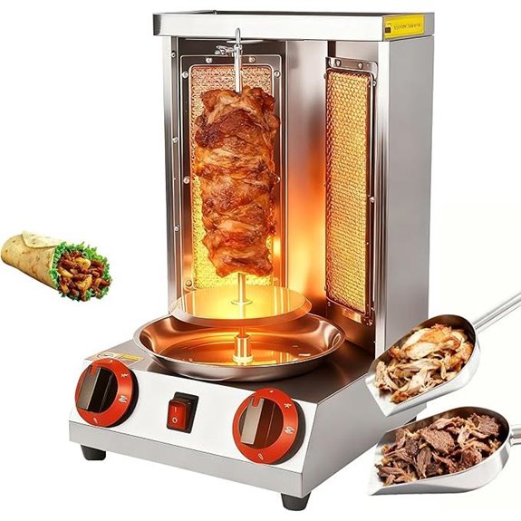 Shawarma Grill Machine with Dual Burners and Rotation