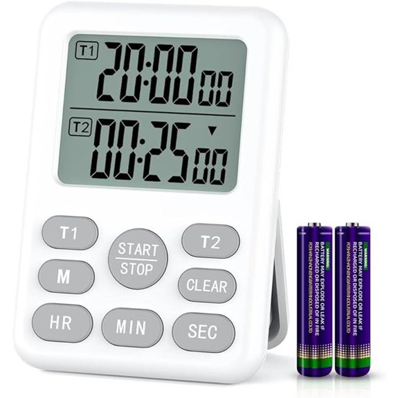 Dual Digital Kitchen Timer with Loud Alarm
