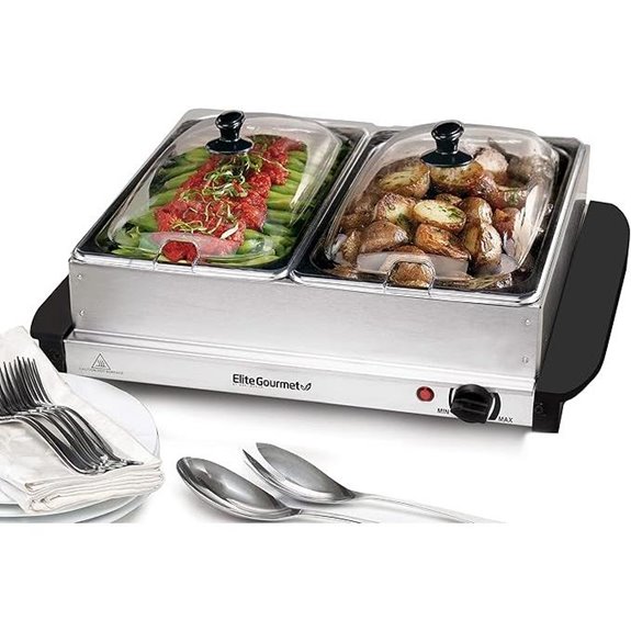 Elite Gourmet Dual Food Warmer with Lids