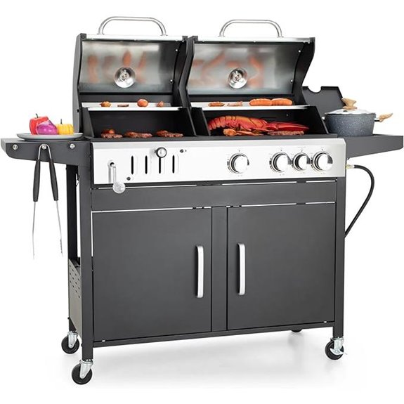 Captiva Dual Fuel Gas and Charcoal Grill with Side Burner