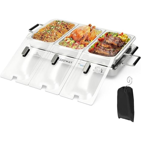 Costway 2-in-1 Buffet Warming Tray with 3 Trays